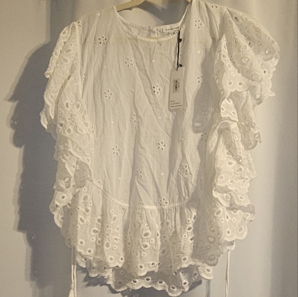 Unsubscribed Tops - Unsubscribed Womens White Eyelet Ruffle Top NWT S, M, L